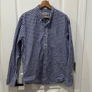 J.‎ Crew Blue and White Gingham Men's Shirt Size Large Slim